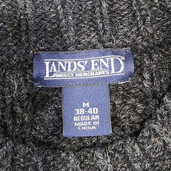 Lands End Mens M Medium 100% Wool Cableknit Fair Isle Nordic Crewneck Sweater - Picture 7 of 13